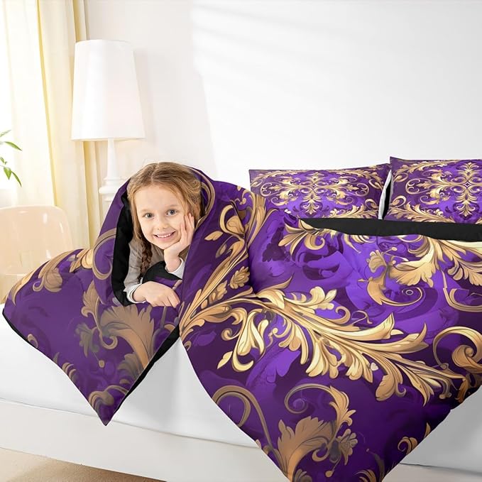 Erosebridal (Just Print Damask Toddler Size Comforter Set, Vintage Aztec Flower Microfiber Bedding for Kids Boys Girls, Exotic Bohemian Paisley Quilt Set, Fashion Victorian Baroque Hippie Bed Sets