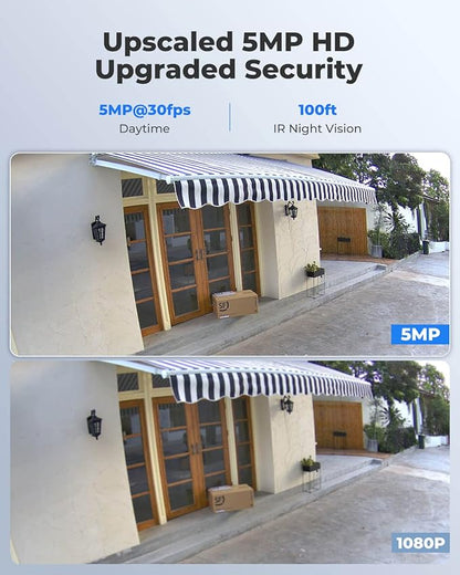 REOLINK 5MP PoE Security Camera, Outdoor Indoor Surveillance for home, Person/Vehicle/Pet Detection, Time-Lapse, 100ft IR Night Vision, Work with Smart Home, support 512GB SD Card, RLC-510A(Pack of 2)