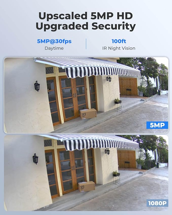 REOLINK 5MP Security PoE IP Camera, Person/Vehicle/Pet Detection, Time-Lapse, 100ft IR Night Vision, Work with Smart Home, Support 512GB SD Card, Surveillance Outdoor Indoor, RLC-510A