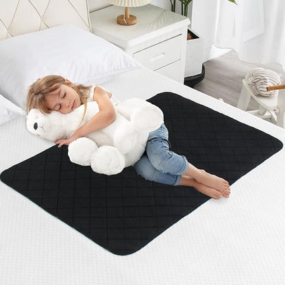 Washable Incontinence Bed Pads, Reusable Underpads for Kids, Adults, Elderly, Hospitals & Pets, Waterproof Bed Protector Pad for Bed, Sofa, Floor, Super Absorbent Bed Pee Pad 24" x 36"- Black
