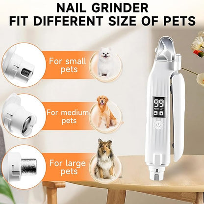2 in 1 Dog Nail Clippers an Nail Grinder Pet Trimmers for Dogs Cats Claw Nail Care Tool USB Rechargeable Dogs Nail Trimmer with LED Lights and Storage Bag Low Noise Pet Electric Grinder
