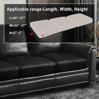 ANARACHON Leather Look Couch Cushion Covers Sofa Seat Slipcovers Sets Couches Furniture Protector for Sectional Armchair Loveseat Pets Kids Stretch Spandex Fabric (3 Cushion Sofa, Black)