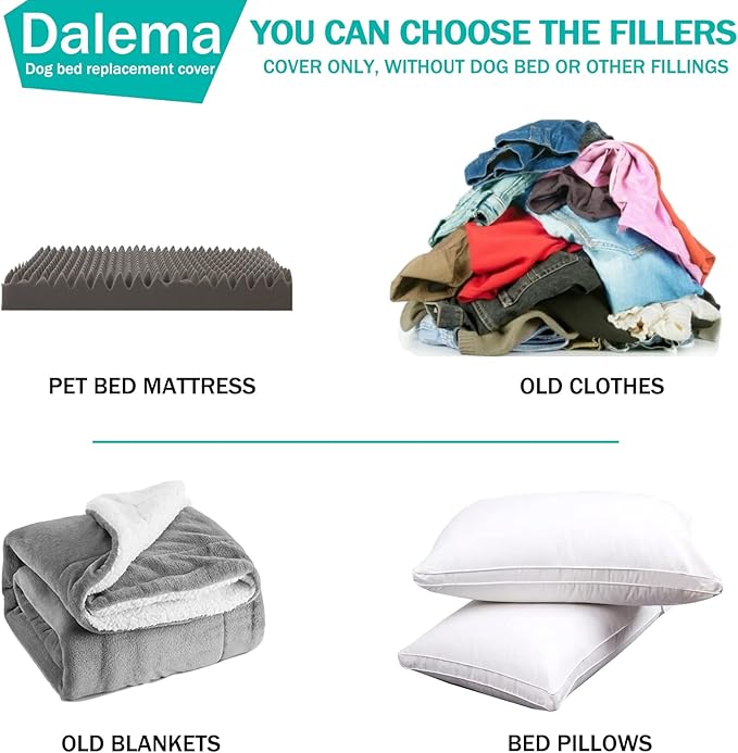 Dog Bed Cover 53L x 36W x 4H Inch,Heavy Duty Durable Waterproof Fluffy Soft Short Plush Replacement Dog Bed Covers,Washable Removable Pet Bed Mattress Cover with Zipper.Grey