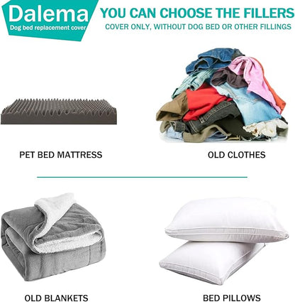 Dog Bed Cover 53L x 36W x 4H Inch,Heavy Duty Durable Waterproof Fluffy Soft Short Plush Replacement Dog Bed Covers,Washable Removable Pet Bed Mattress Cover with Zipper.Grey