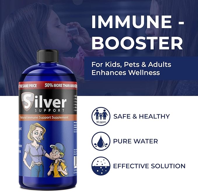 Purified Ionic Silver Technology Liquid Immune Booster for Kids, Pets & Adults Enhances Wellness