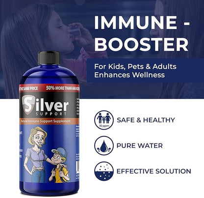 Purified Ionic Silver Technology Liquid Immune Booster for Kids, Pets & Adults Enhances Wellness