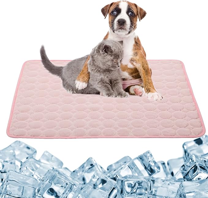 2026 Upgraded Dog Cooling Mat Large Cooling Pad-Q-Max>0.4 Summer Pet Bed for Dogs Cats Kennel Pad with Chill Cool Fiber,Breathable Portable Pet Self Cooling Blanket Machine Washable,22"x28"