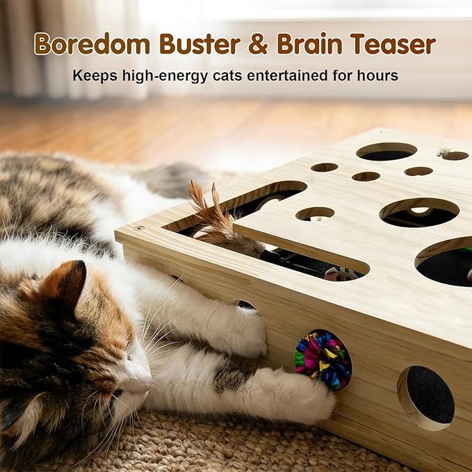 2026 New Cat Scratch Puzzle Enrichment Box, Cats Nail File Enrichment Box with Sandpaper Inside, Cat Toys Interactive for Indoor Cats Nail Scratcher, Stress-Free Alternative to Trimming Nails