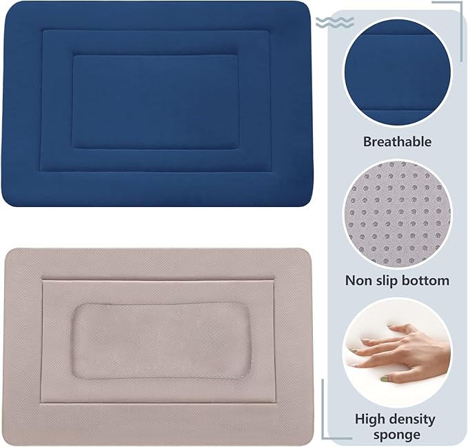 JoicyCo Dog Bed Soft Dog Crate Bed Pad Mat, 48 in Non Slip Bottom Washable Beds for Extra Large Dogs, Pet Bed Mattress Kennel Pad, Dark Blue