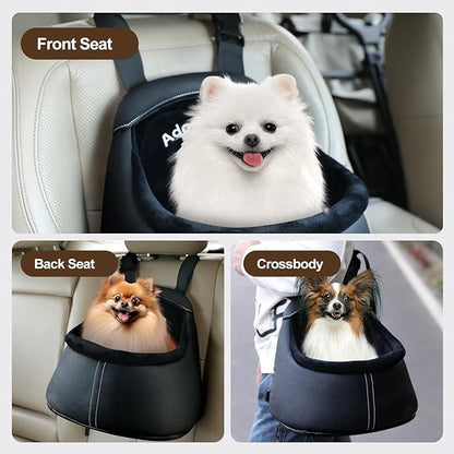Dog Car Seat for Small Dogs, Luxury PU Leather Dog Booster Seat, Car Seats for Dogs, Can be Used as Pet Carrier Bag