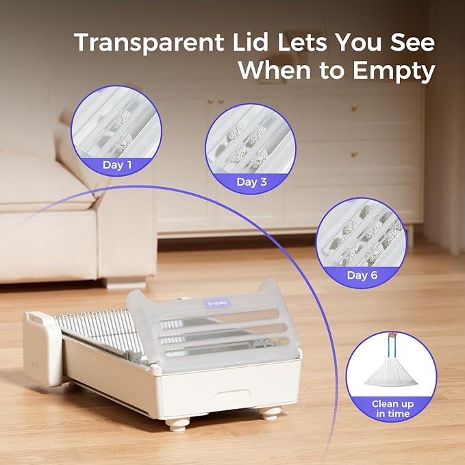Self Cleaning Litter Box, 2026 Upgraded Open-Top Automatic Cat Litter Box for Multiple Cats, Weight Sensors Safety Protection/App Control/Odor Control/Easy Clean (White)