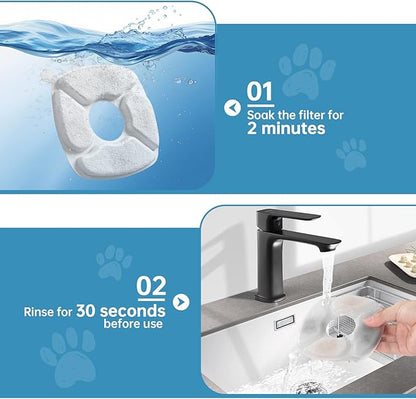 40 Pcs Cat Water Fountain Replacement Filters-20 Pack Cat Fountain Filters with 20 Pack Sponges, Enhanced Compatibility Pet Fountain Filter Fit for 95oz/2.8L 135oz/4L 67oz/2L Pet Drinking Fountain