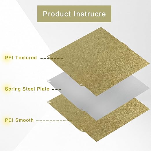 Textured PEI Build Plate for Centauri 260x271mm Double Sided Spring Steel Sheet Plate Upgrade Replacement Heated Bed Surface