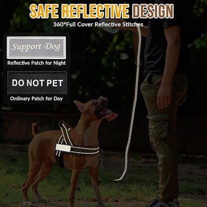 SlowTon No Pull Dog Harness - Heavy Duty Dog Harness and Leash Set for Medium Large Dogs, Reflective Tactical Harness with Soft Padded and Front Clip for Easy Walk and Training (Y, XL)