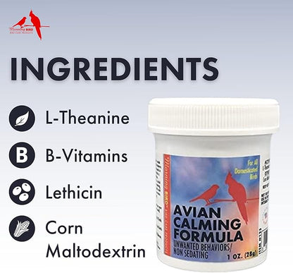 Morning Bird Mood Food (Avian Calming Formula), Non-Sedating Anxiety & Stress Relief Powder for Nervous Birds or Unwanted Behaviors, 6 oz