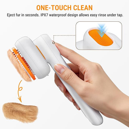 3-in-1 Pet Grooming Brush with Cool Mist & Self-Cleaning Deshedding Tool for Dogs Cats, Extra Wide Comb, Visible Water Window, Gentle for All Coats & Sensitive Skin - Ideal for Spring Shedding
