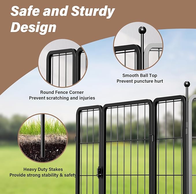 Simple Deluxe Dog Playpen Outdoor, Portable Dog Playpen for Travel, Camping, 32" Height 16 Panels Heavy Duty Dog Pen for Small/Medium Dogs, Black