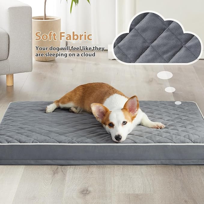 WNPETHOME Orthopedic Big Dog Beds Large Sized Dog, Waterproof Extra Large Dogs Bed with Removable Washable Cover, Multi-Needle Quilting Dogs Crate Bed