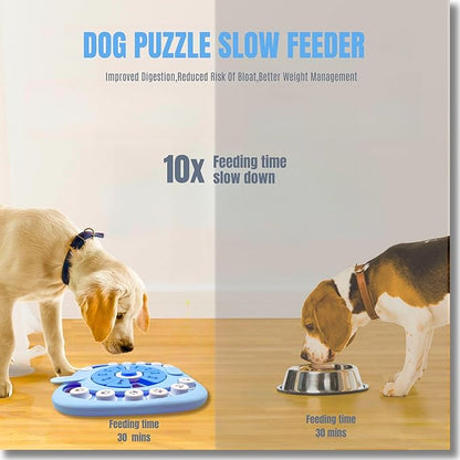 Dog Puzzle Toys Level 2, Dog Puzzles for Smart Dogs, Interactive Dog Treat Puzzles for Large Medium Small Dogs with Suqeaky Dog Button Design