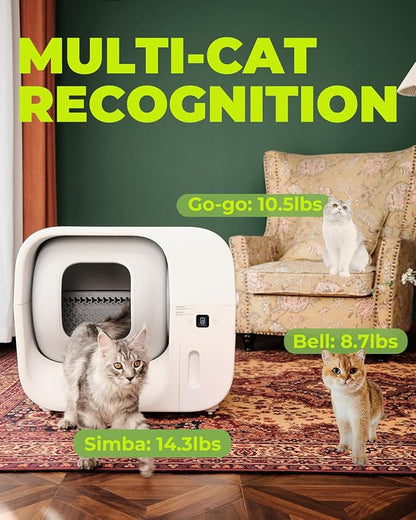 Furbulous True Odor-Free Automatic Cat Litter Box with Self-Pack and Refill System, APP Control, Self Cleaning and Packing Litter Box with Extra Large Space for 3.3-22 lbs Cats, Upgraded