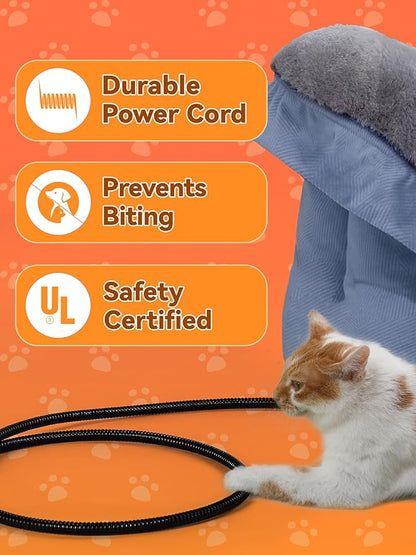 Rywell Heated Cat Bed, Large Versatile Heated Cat Bed Indoor,Soft & Cozy for All Seasons, Always Perfect Temperature with Overheat Protection Pet Bed for Cats & Small Dogs