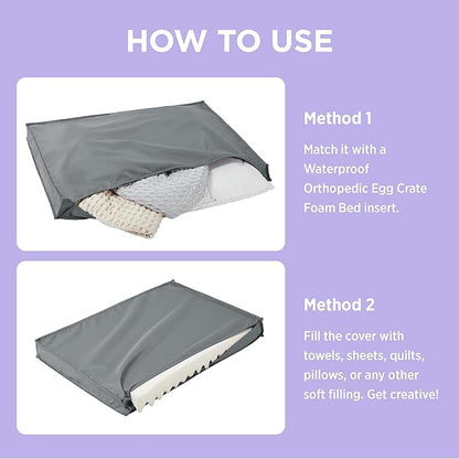 LE SURE Waterproof Dog Bed Cover Replacement Washable - Large Size for Pet Mat 36x27x3 Inches, Grey