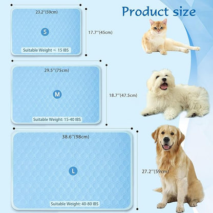 SISROL Dog Cooling Mat, Q-MAX>0.5 Chill Cool Fiber, Thicken Non-Slip Washable Pet Cooling Pad, Non-Toxic Portable Indoor & Outdoor Cooling Bed for Small Medium Large Cats & Dogs