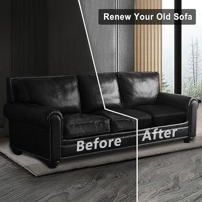 ANARACHON Leather Look Couch Cushion Covers Sofa Seat Slipcovers Sets Couches Furniture Protector for Sectional Armchair Loveseat Pets Kids Stretch Spandex Fabric (3 Cushion Sofa, Black)