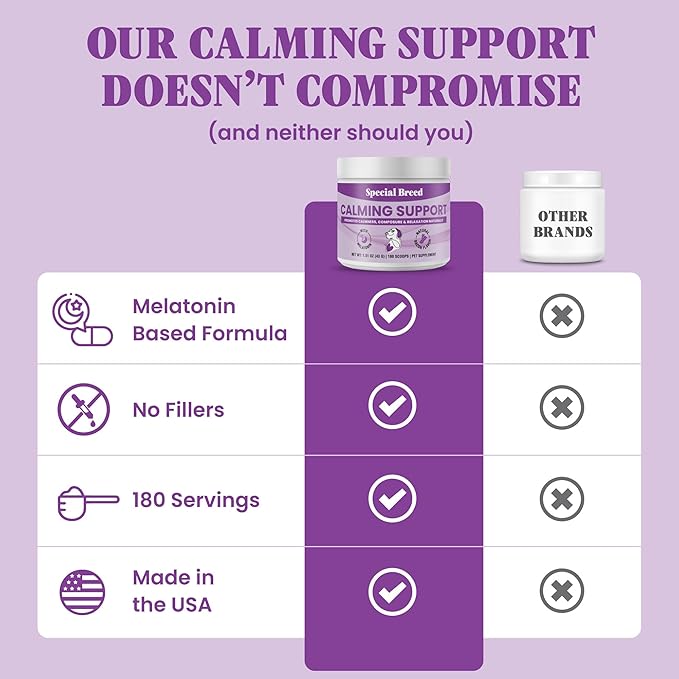 Calming Supplement for Dogs with Melatonin – Dog Calming Powder with Chamomile & Valerian Root – Supports Relaxation & Composure for Travel, Fireworks & Vet Visits - Bacon Flavor - 180 Scoops