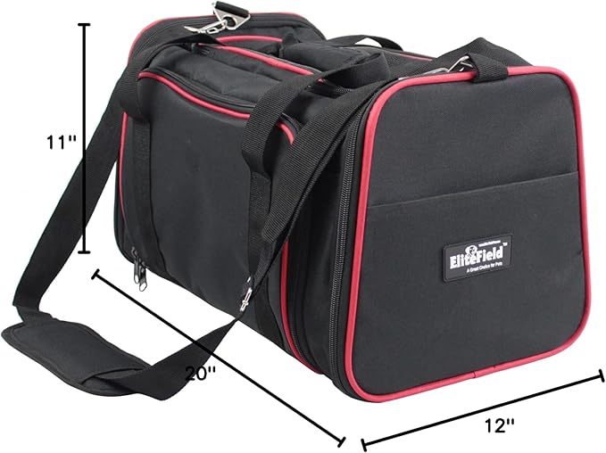 EliteField Expandable Soft Pet Carrier (3 Year Warranty, Airline Approved), Multiple Sizes and Colors Available (20" L x 12" W x 11" H, Black)