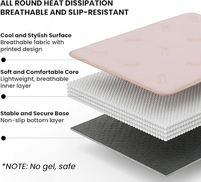 Cooling Pet Mat for Dogs & Cats, 31x28.5 Soft Breathable Cold Crate Pad for Pet, Portable Washable Kennel Bed for Outdoor Summer with Non-Slip Bottom and Chill Cool Fiber, Blush Pink