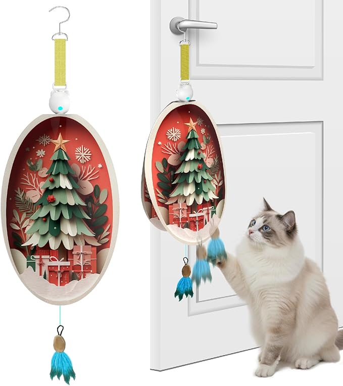 OtterVerz 11 Interactive Cat Toys for Indoor Cats, Automatic Concealed Hide and Seek Hanging Feather Cat Toy, Rechargeable Motion-Activated Enrichment Toys for Bored Adult Cats (Tree Pattern
