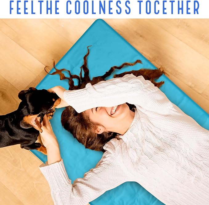 Drydiet Cooling Pad Mat for Sleep Cooling Mattress Pad Gel for Bed, Relieve Pain, Summer Hot Flashes, Adult, Pets, No Water or Electricity Required(Plain,Light Blue,48 x 28 Inch)