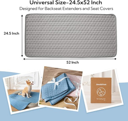 Soulbond Backseat Dog Cooling Mat for Cars - 24.5"x52" Washable Back Seat Self Cooling Pad for Cat & Puppy, QMAX>0.3, Non-Slip Cold Pet Bed Backseat Extender for Cars, SUVs, Trunks, Dark Gray
