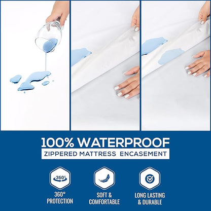 Utopia Bedding Mattress Protector Zippered King Size, 100% Waterproof Bed Bug and Dust Mite Proof Mattress Encasement, Absorbent 6 Sided Mattress Cover
