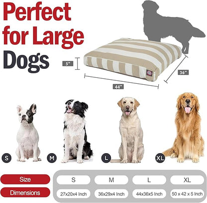 Majestic Pet Rectangle Large Dog Bed Washable – Non Slip Comfy Pet Bed – Dog Crate Bed with Removable Washable Cover – Dog Kennel Bed for Sleeping - Dog Bed Large Breed 44x36x5 Inch – Sand Beige