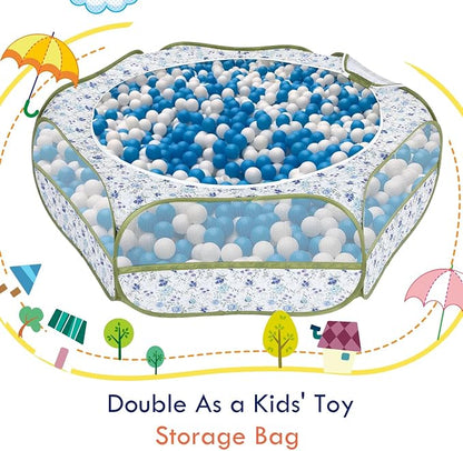Pawaboo Small Animals Playpen, Waterproof Small Pet Cage Tent with Zippered Cover, Portable Outdoor Yard Fence with 3 Metal Rod for Chick/Kitten/Puppy/Guinea Pig/Rabbits/Hamster, Blue + White Flower