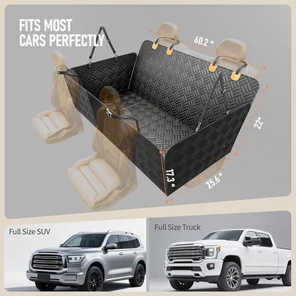 PROZAR Dog Car Seat Cover for Back Seat, Hard Bottom Back Seat Extender for Dogs - Supports 400lbs, Back Seat Pet Cover, Dog Hammock for Full-Size Trucks/SUV