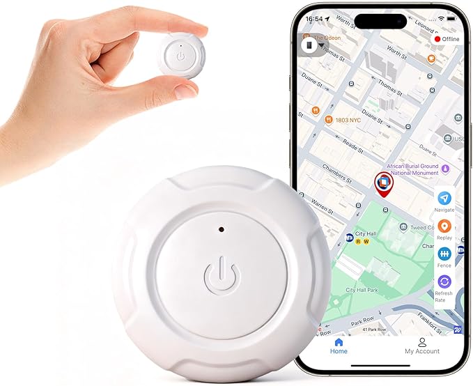 Mini GPS Tracker for Vehicles, Pets & Valuables – Real-Time Tracking Device, No SIM Card or Subscription Required, Waterproof & Magnetic Locator with Long Battery Life, Free App for iOS & Android