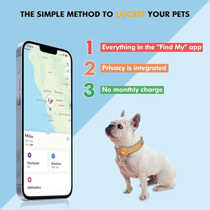 2-in-1 GPS Tracker for Dogs: Smart Collar with Real-Time Location, No Monthly Fee, Unlimited Range (iOS Only) GPS Tracker Dog Collar- Ideal for Small, Medium Large Dogs(Tracker Included) (Brown)