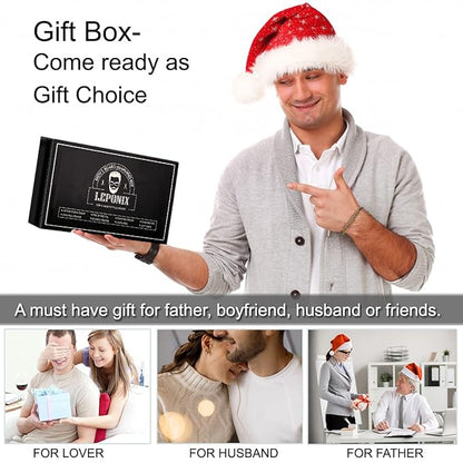 Shaving Kit for Men - The Ultimate Secret Santa Gift Set, Includes Safety Razor, Sandalwood Shaving Cream, Aftershave, Pre Shave Oil, Brush, Bowl & Apron Bib - Unique Gifts Set for Him Husband Dad