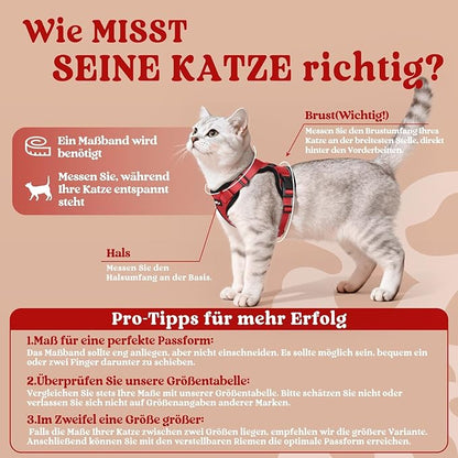rabbitgoo Cat Harness and Leash for Walking, Escape Proof Soft Adjustable Vest Harnesses for Cats, Easy Control Breathable Reflective Strips Jacket, Red, XS