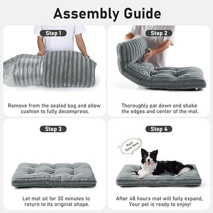 FURTIME Washable XXL Dog Bed for Extra Large Dogs, Giant Deluxe Dog Crate Beds Comfy Fluffy Kennel Pad Anti-Slip Pet Sleeping Mat, Machine Washable Dogs Pillow, 47"x29"x4", Blue