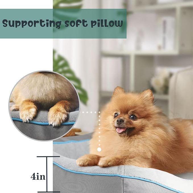 Orthopedic Dog Bed for Small Dogs,Waterproof Small Size Dog Sofa,Supportive Foam Pet Couch with Removable Cover,Non-Slip Bottom and Waterproof Lining,Machine Washable