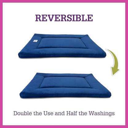 Pet Dreams Dog Crate Pad - Washable Kennel Mat, Crate Pads for Dog Cages, Non-Toxic, Flat Indoor Cat Bed, Fits iCrate 18, 24, 30, 36, 42, 48 Inches (Blue, Large, 36")