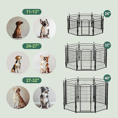 Gardner Pet Dog Playpens, 40" H 8 Panels Dog Pen Outdoor/Indoor Dog Fence Exercise Pen for Small/Medium/Large Dogs, Foldable Pet Play Yard Gate with Gravity Automatic Lock, Pet Playpen, Black