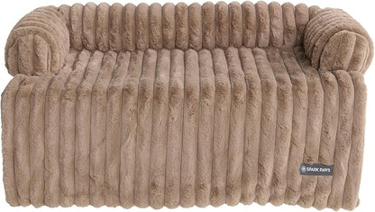 Spark Paws Luxury Dog Couch Cover Bed, Calming Pet Furniture Protector for Large & Small Dogs, Washable Bolster Dog Bed for Couch, Sofa & Bed - Brown, 2XL