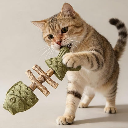 Purrident - Fix Cat Dental Health - Natural Dental Chew for Cats, Fishbone Shape Cat Teething Toy with Catnip, Durable Feline Tooth Care Tool for Indoor & Adult Cats (3CPS-C)