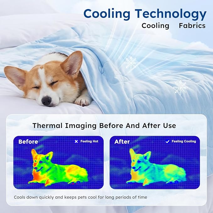 ZOMISIA Cooling Blanket for Large Dogs - High Cold Washable Pet Blanket, Travel Soft Dog Summer Essentials, Grey, 40"x50"