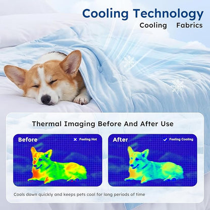 ZOMISIA Cooling Blanket for Small Dogs - High Cold Washable Cat Mat, Travel Soft Pet Summer Essentials, Khaki, 25"x35"